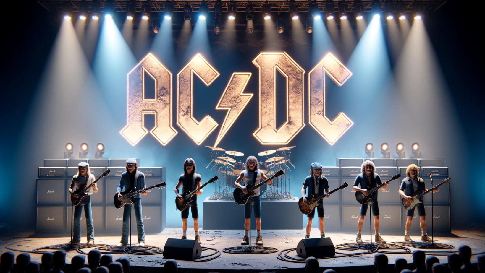 Membrii trupei AC/DC pe scenă la un concert
